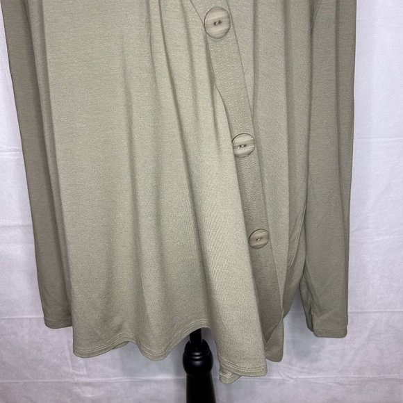 J Jill Stretch Womens Sz 3X Olive Green Faux Wrap Crossover Tunic Big Buttons - Picture 3 of 7